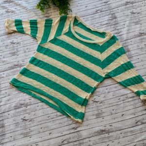 Lush Textured Lightweight Cream/Teal Sweater